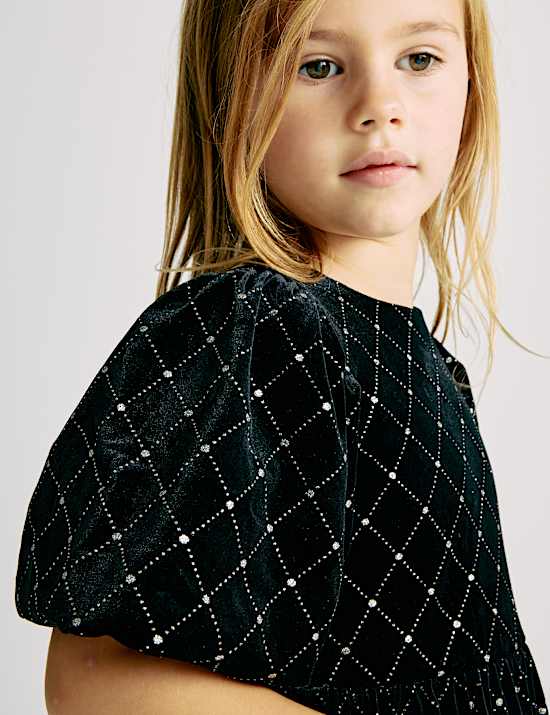 Velvet Glitter Dress (2-10 Yrs)