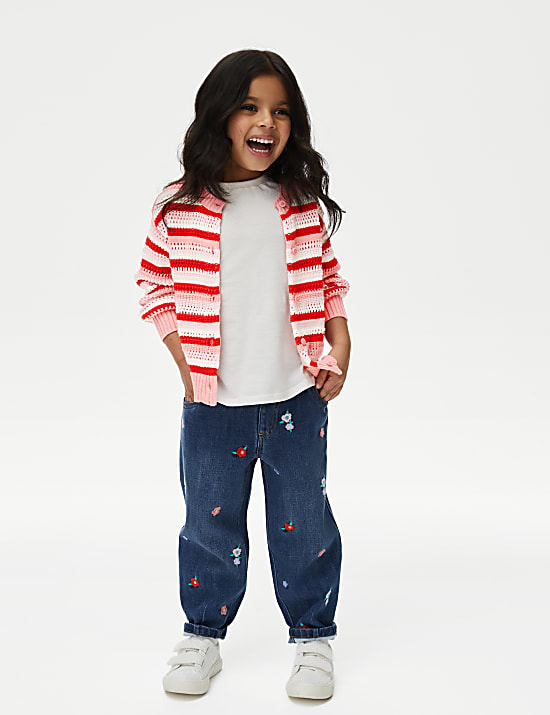 Pure Cotton Striped Knitted Cardigan (2-8 Yrs)