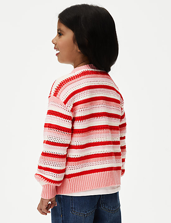 Pure Cotton Striped Knitted Cardigan (2-8 Yrs)