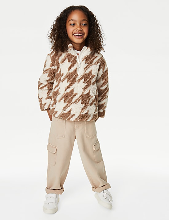 Printed Borg Fleece Half Zip Top (2-8 Yrs)