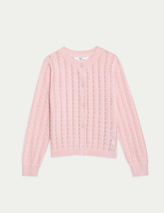 Pure Cotton Pointelle Cardigan (2-8 Yrs)