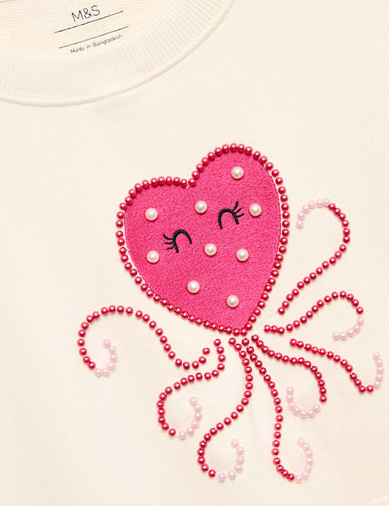 Cotton Rich Heart Squid Sweatshirt (4-10 Yrs)