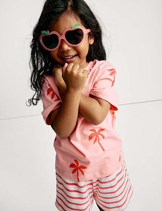 Ριγέ, ζέρσεϊ σορτς με υψηλή περιεκτικότητα σε βαμβάκι (2-8 ετών)