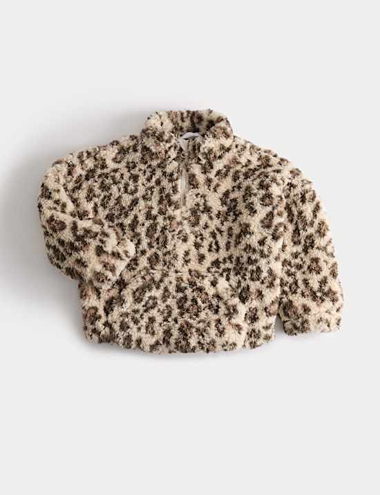 Jasje met borgvoering, halflange rits en dierenprint (2-10 jaar)