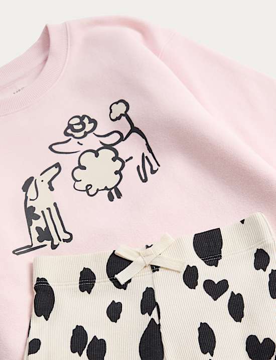 Cotton Rich Dog Print Top & Bottom Outfit (2 - 7 Yrs)