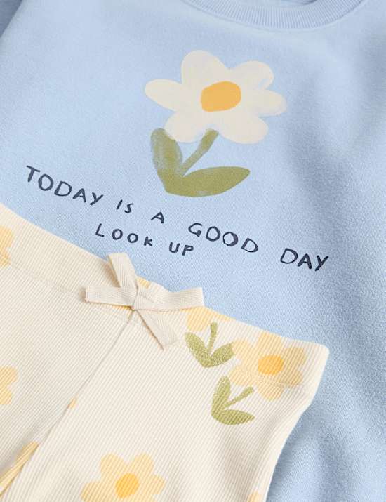 Cotton Rich Floral Top & Bottom Outfit (2 - 7 Yrs)