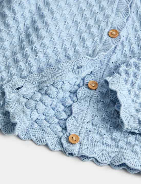 Pure Cotton Pointelle Cardigan (2-8 Yrs)
