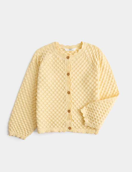 Pure Cotton Pointelle Cardigan (2-8 Yrs)