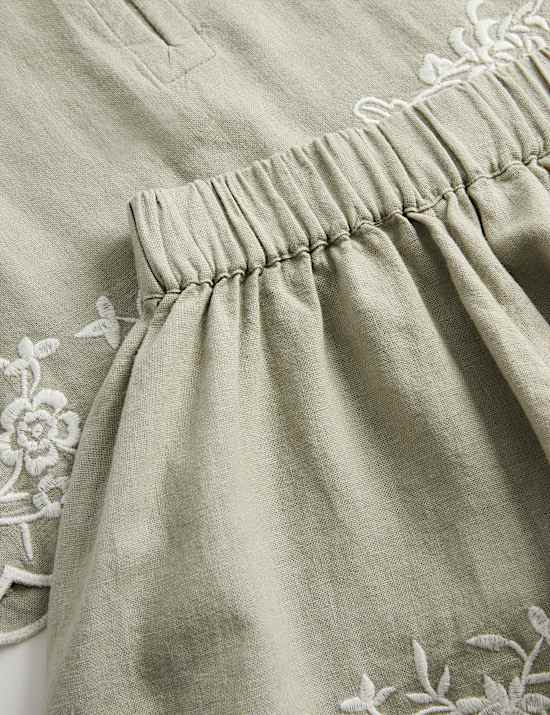 Ensemble brod&eacute; en lin m&eacute;lang&eacute; (du 2 au 10 ans)