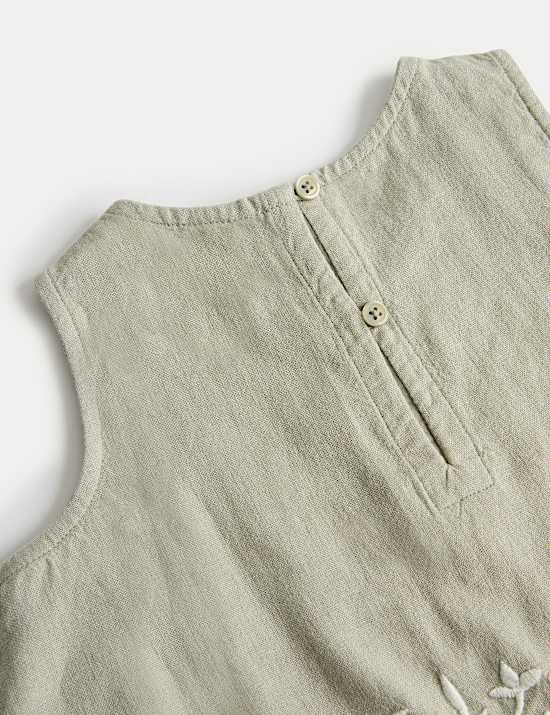 Ensemble brod&eacute; en lin m&eacute;lang&eacute; (du 2 au 10 ans)