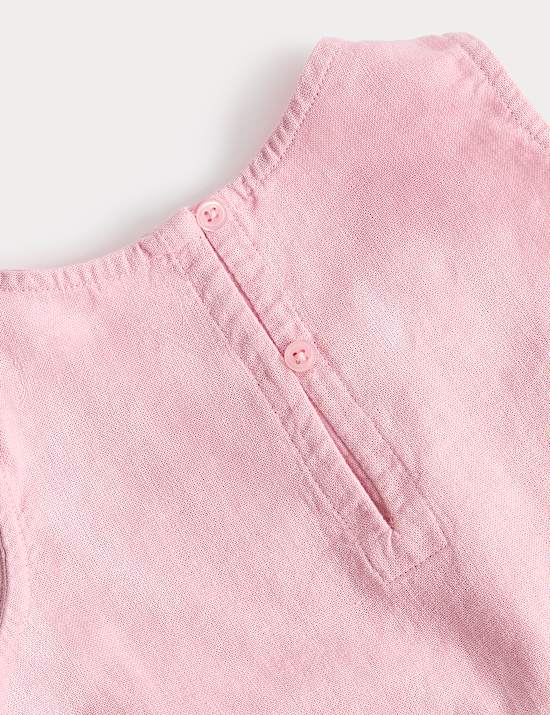 Linen Blend Embroidered Outfit (2-10 Yrs)