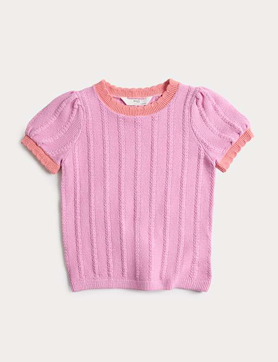Pure Cotton Ribbed Knitted Top (2-10 Yrs)