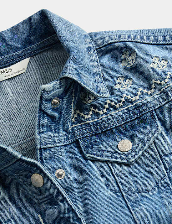 Veste en jean &agrave; d&eacute;tail surpiq&ucirc;re crois&eacute;e (du 2 au 10 ans)