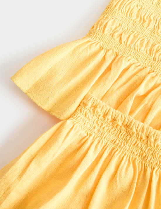 Ensemble en coton fronc&eacute; top et jupe short (du 2 au 8 ans)