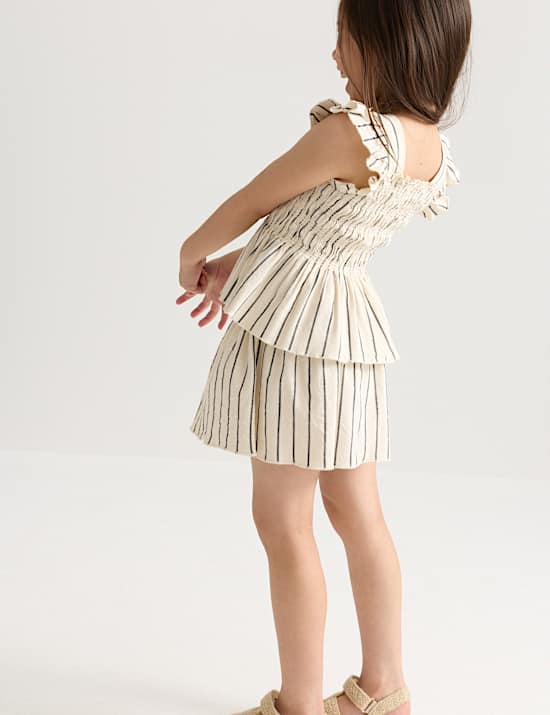 2 Piece Cotton Rich Shirred Striped Outfit (2-8 Yrs)