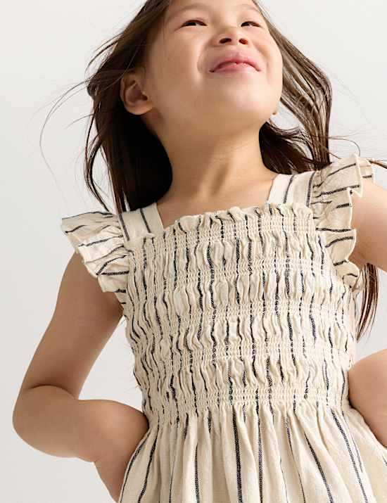 2 Piece Cotton Rich Shirred Striped Outfit (2-8 Yrs)