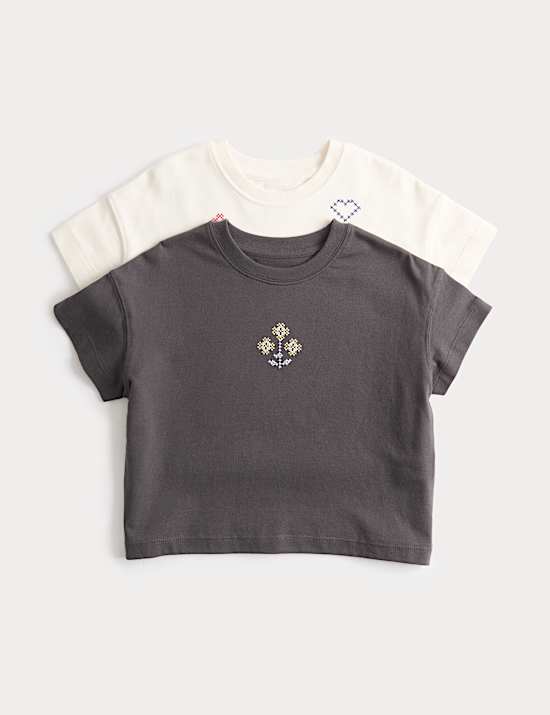 Set van 2 zuiver katoenen T-shirts met streepmotief (2-8 jaar)