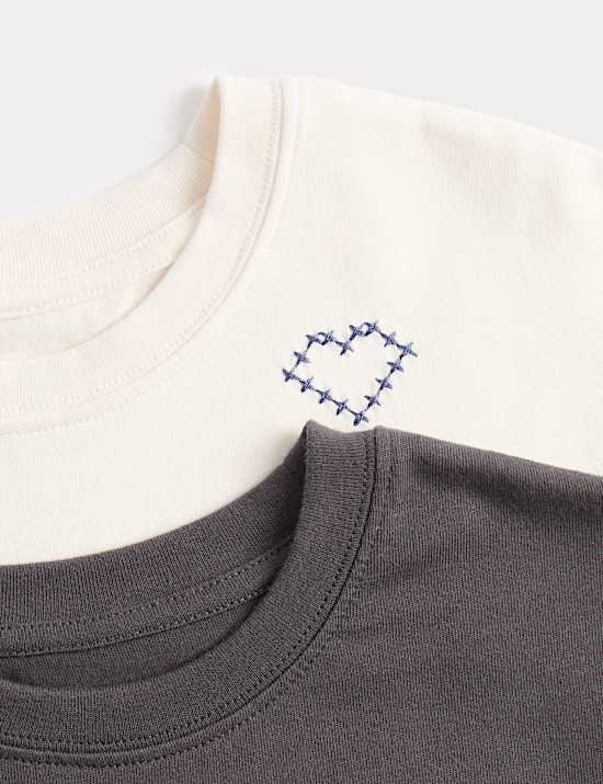 Set van 2 zuiver katoenen T-shirts met streepmotief (2-8 jaar)