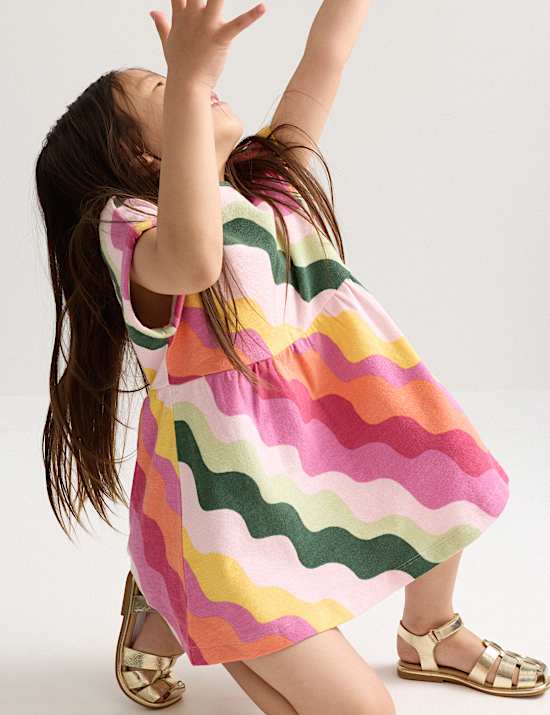 Pure Cotton Striped Dress (2-8 Yrs)