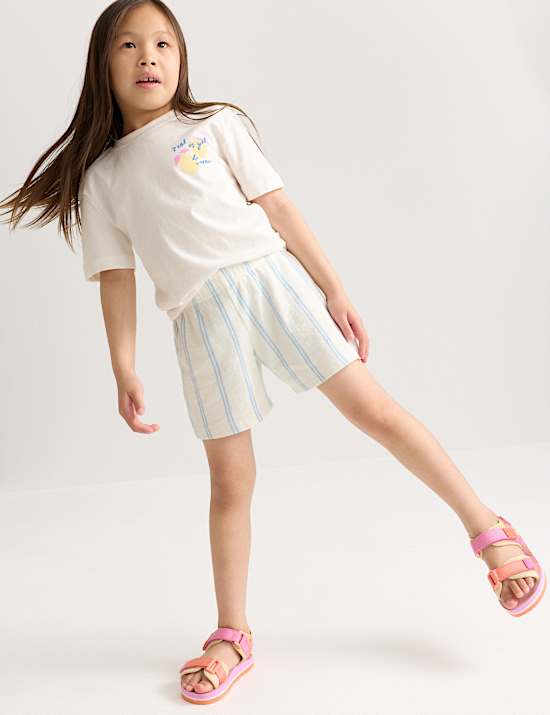 Pure Cotton Striped Shorts (2-8 Yrs)