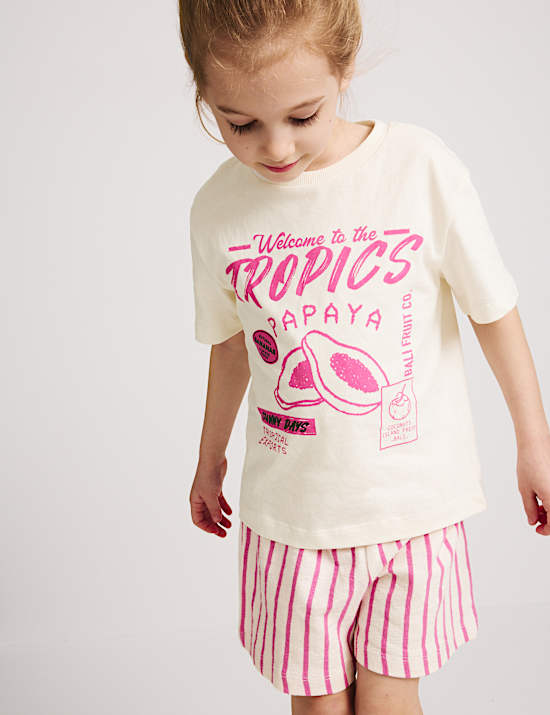 T-shirt et short en coton &agrave; motif Papaye (du 2 au 8 ans)