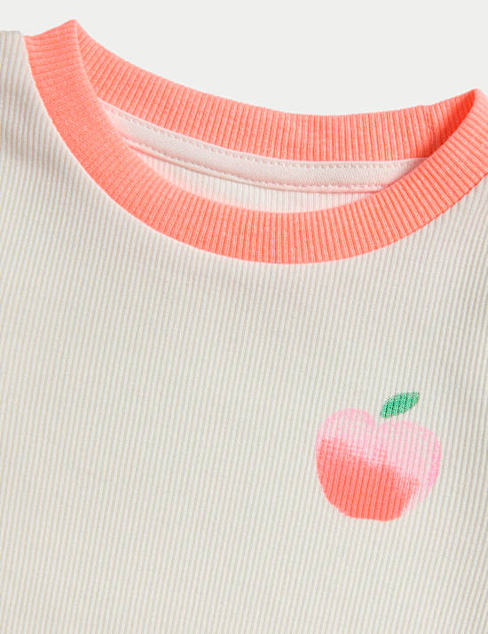 3er-Pack T-Shirts mit hohem Baumwollanteil und Pfirsich-Motiv (2–8 J.)