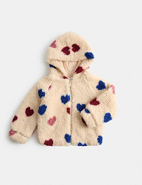Heart Print Borg Jacket (2-10 Yrs)