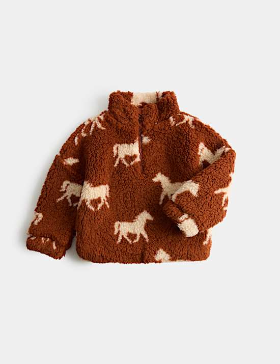 Horse Print Borg Jacket (2-10 Yrs)