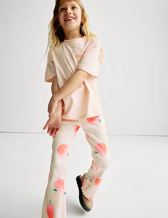 Cotton Rich Peach Kickflare Leggings (2-8 Yrs)