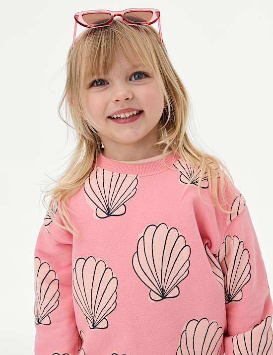 Cotton Rich Shell Print Sweatshirt (2-8 Yrs)