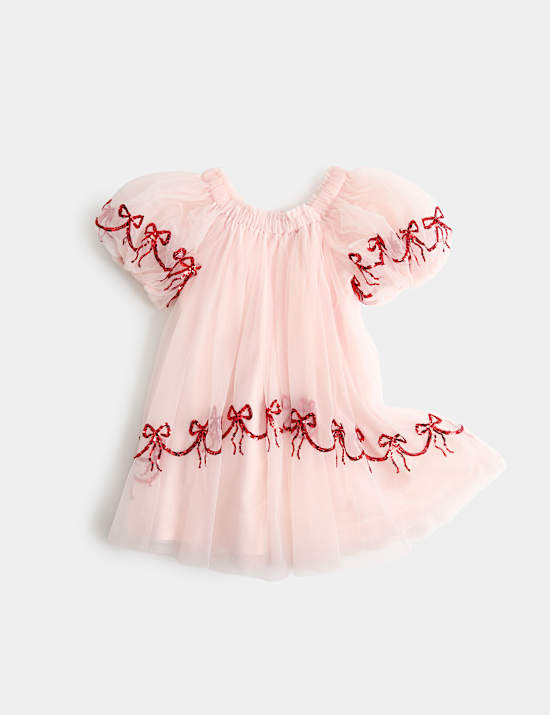 Bow Mesh Dress (2-10 Yrs)