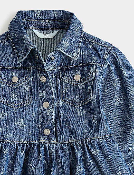 Gebl&uuml;mtes Denimkleid (2&ndash;10 Jahre)
