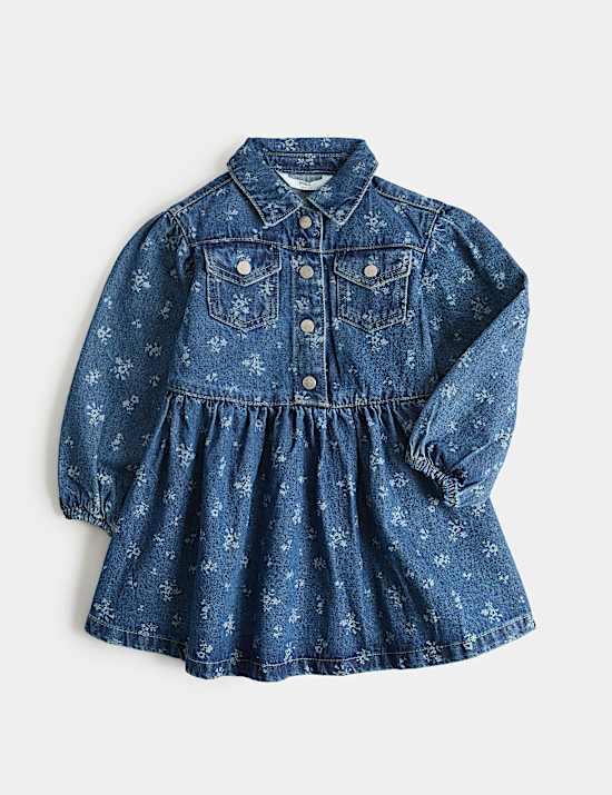 Gebl&uuml;mtes Denimkleid (2&ndash;10 Jahre)