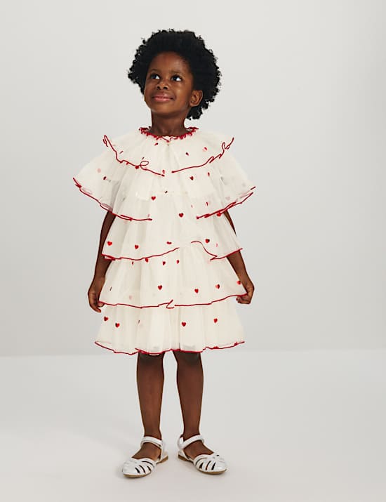 Heart Tiered Dress with Cape
