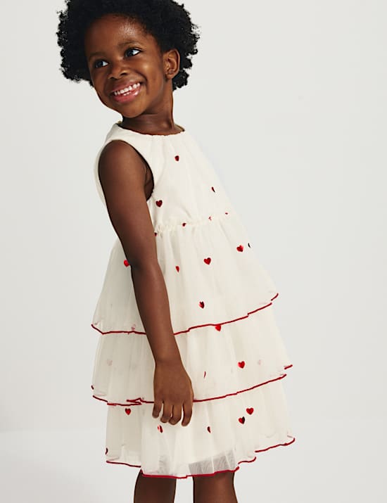 Heart Tiered Dress with Cape