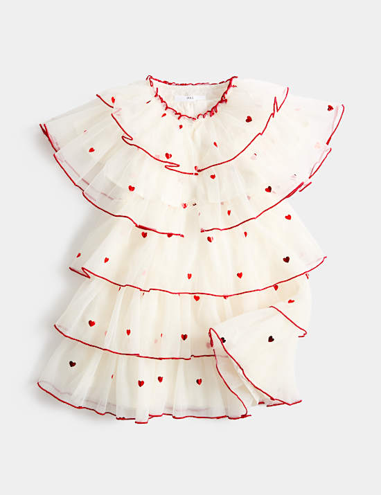 Heart Tiered Dress with Cape