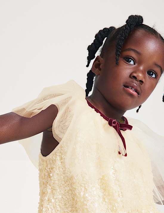 Sequinned Mesh Dress (2-8 Yrs)