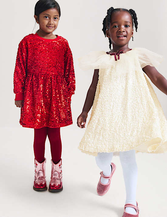 Sequinned Mesh Dress (2-8 Yrs)