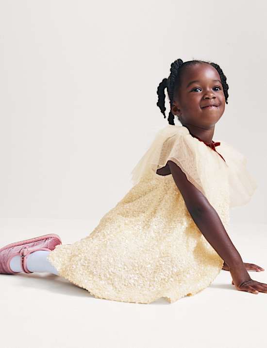 Sequinned Mesh Dress (2-8 Yrs)
