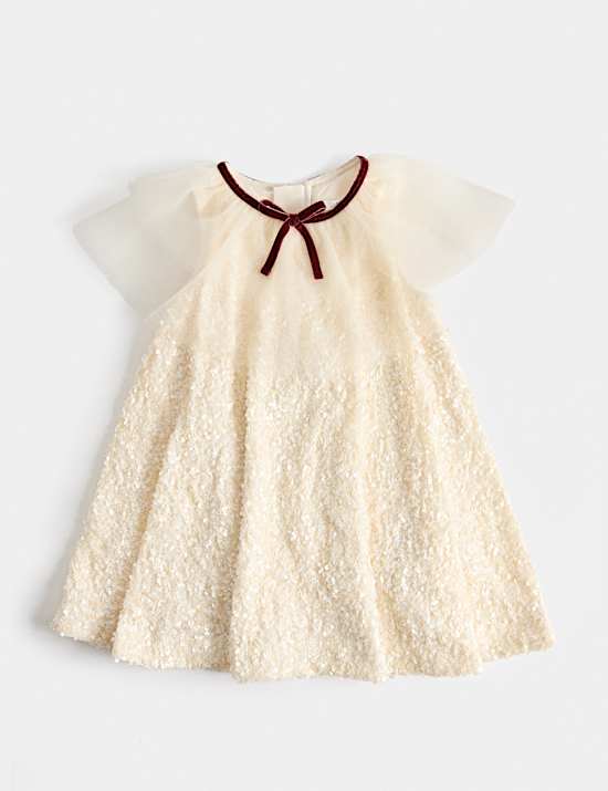 Robe en filet orn&eacute;e de sequins (du 2 au 8 ans)