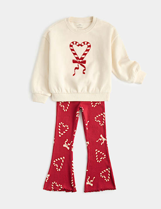 Ensemble de No&euml;l en coton top & bas (du 2 au 8 ans)