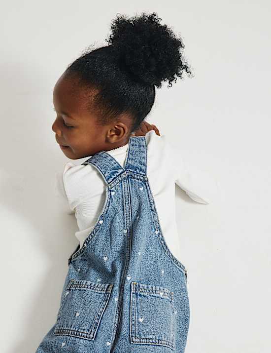 2 Piece Heart Embroidered Dungarees Outfit (2-8 Yrs)