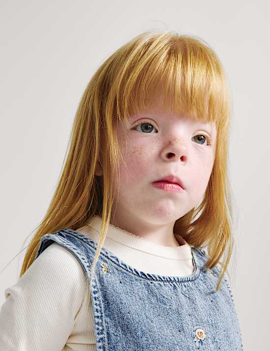 Denim overgooier met geborduurde bloemen (2-8 jaar)