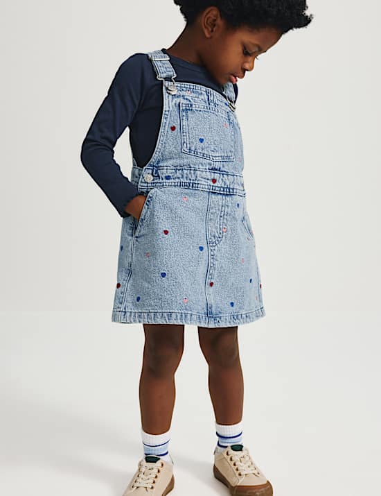 2pc Denim Heart Pinafore