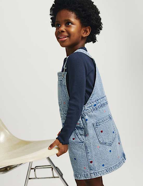 2pc Denim Heart Pinafore