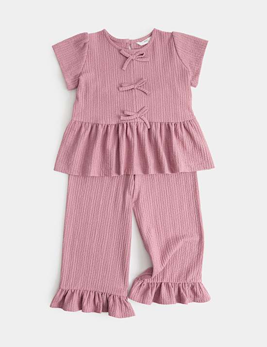Ensemble 2 pi&egrave;ces en jersey textur&eacute; &agrave; n&oelig;ud (du 2 au 8 ans)