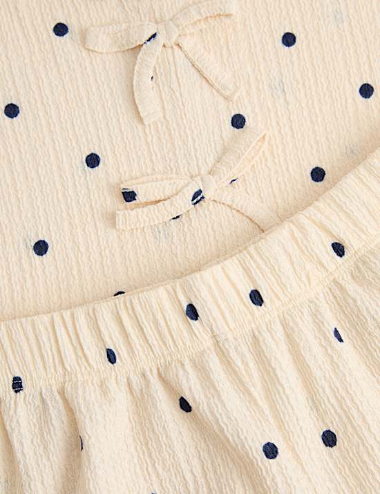 Ensemble 2 pi&egrave;ces en jersey textur&eacute; &agrave; motif pois (du 2 au 8 ans)