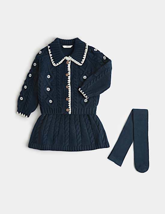 Embroidered Knitted Top & Bottom Outfit (2-8 Yrs)