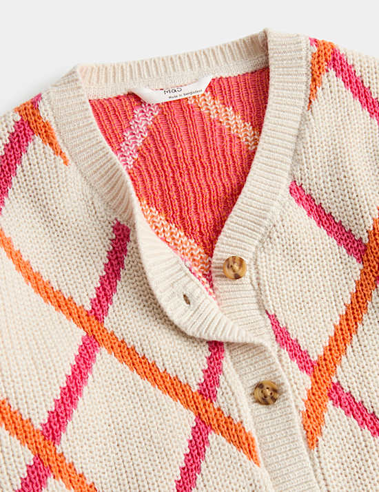 Cotton Knitted Argyle Cardigan (2-8 Yrs)
