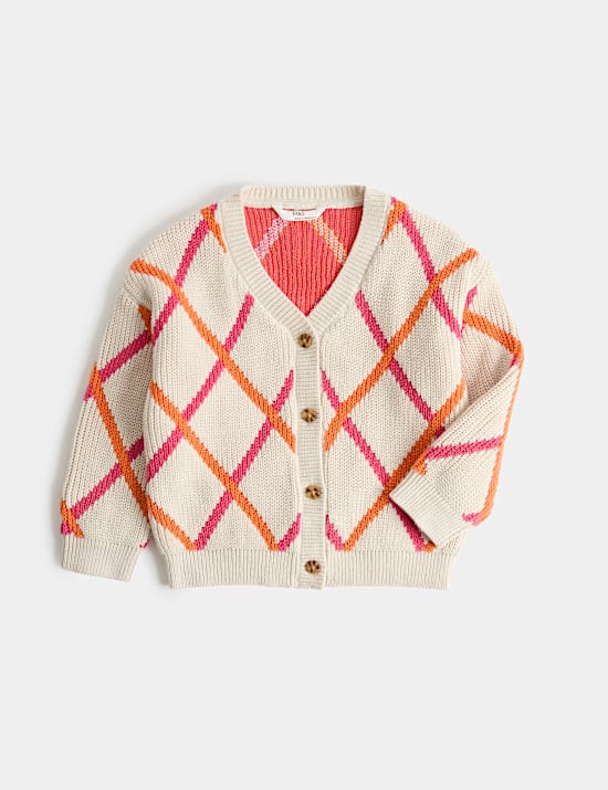 Cotton Knitted Argyle Cardigan (2-8 Yrs)